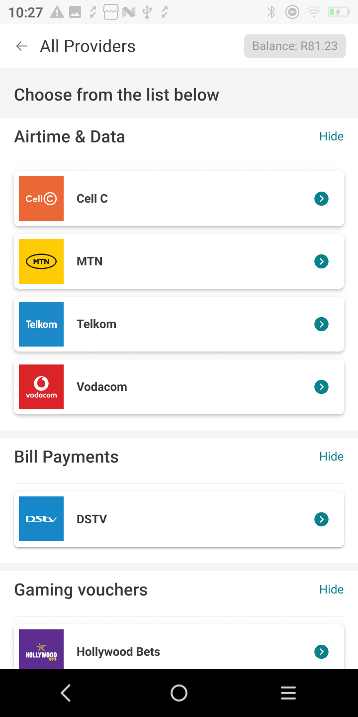 Existing providers screen
